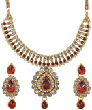 Designer Jewellery Gold Plated Non-Precious Metal Necklace Set With Maang Tikka For Women