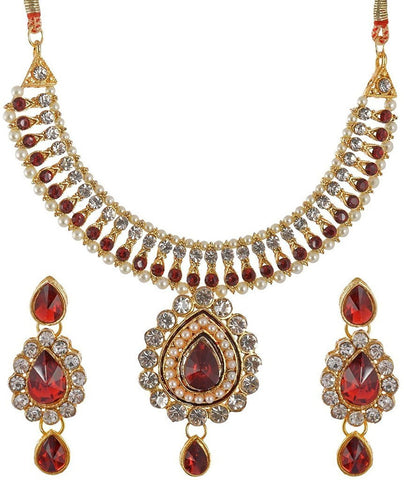 Designer Jewellery Gold Plated Non-Precious Metal Necklace Set With Maang Tikka For Women