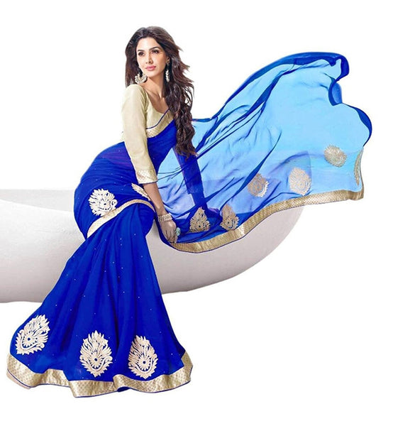 Designer White World Women's Georgette Saree Women's Clothing Saree For Women Latest Design Wear Saree Collection In Multi Color Latest Saree With Blouse Free Size Beautiful Saree For Women Party Wear Offer Saree With Blouse Piece.