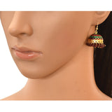 Designer Traditional Gold Tone Beaded Hook Jhumki Earrings For Women