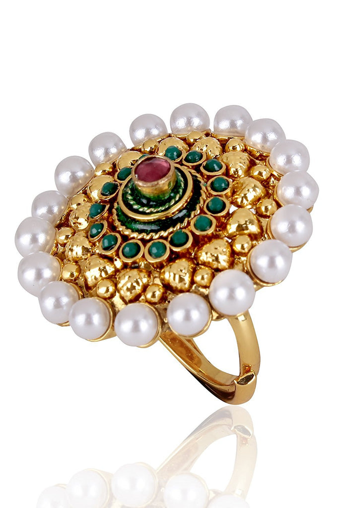 Antique Mother Of Pearl Ring With Gold Plating 219889 at Rs 215/piece in  Mumbai