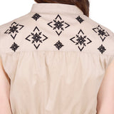 Latest Beige Embroidered Woman Dress