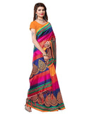 Multicolor Pure Cotton Silk Sarees With Printed & Lace Work S010