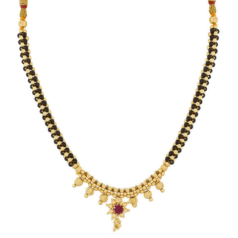 Designer Gold Plated Alloy With Pearls Black & White Mangalsutra Necklace For Women