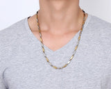 Silver Gold Two Tone Italian Stainless Steel Chain Necklace