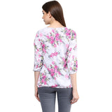 Online Shop Pink & White Georgette Printed Tops For Girl With