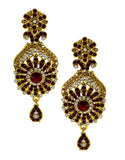 Designer Golden Colour Styled With Maroon Colour Dazzling Flower Styled Traditional Necklace Set For Women