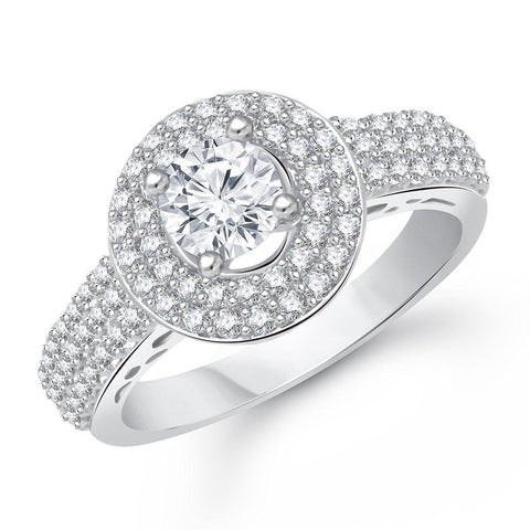Designer Jewellery Royal Solitaire Rhodium Plated Ring For Girls