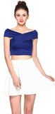 Latest Blue Bandage Bardot Crop Top For Girls Ladyindia94