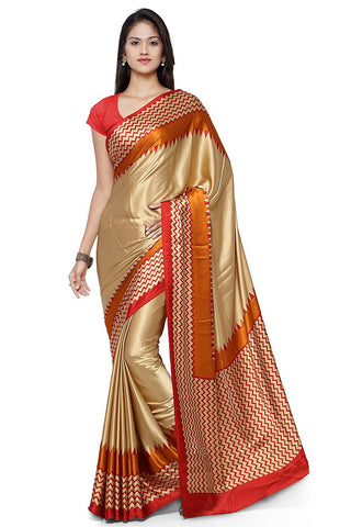 Designer Crepe Sarees Zig Zag Border & Pallu Printed Crepe Silk Sarees