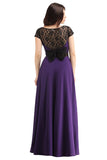 Latest Designer Purple/Black Crepe Flared Gown