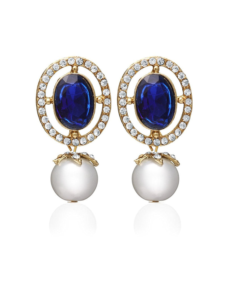 Sri Jagdamba Pearls Dealer Semi Precious Blue Stone Drop Earrings for Women   Amazonin Jewellery