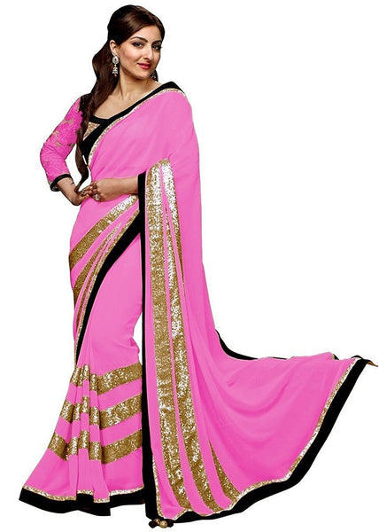 Sarees For Women Georgette Embroidery Saree With Blouse