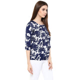 Blue & White Printed Tops For Girls Ladyindia63