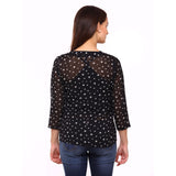 Black Casual Tops Polyester Printed Tops For Girls Ladyindia84