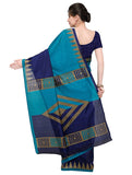 Blue Art Silk Color Blocked Design Bhagalpuri Saree With Blouse