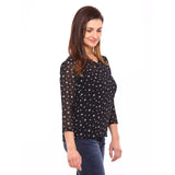 Black Casual Tops Polyester Printed Tops For Girls Ladyindia84