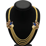 Designer Jewellery Gold Plated Multi Strand Necklace With Drop Earring For Women