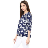 Blue & White Printed Tops For Girls Ladyindia63