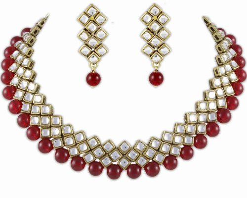Traditional Kundan And Beads Choker Necklace Set For Women
