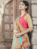 Designer Blue Wedding Saree With Heavy Georgette Jari & Stone Work Saree With Attractive Border