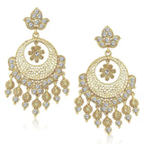 White Golden Kundan Pearl Daimond Dangle & Drop Earring For Women