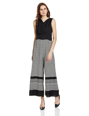 Black And White Jumpsuit With Graphical Print