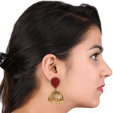 Designer Red Colour Alloy Big Dangler Jhumka Style Earring For Women