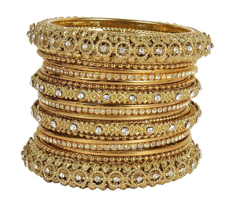 Designer 22k Gold Plated Set Of Antique Look Bangles For Women & Girls Partywear Jewelry