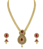 Pearls Gold Non-Precious Metal Pendant Necklace With Jhumki Earring For Women