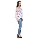 Multicolor Faux Crepe One Off Shoulder Printed Crop Top For Girls Ladyindia93