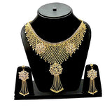  Designer Cz American Diamond Queen Full Neck Gold Plated Necklace & Earrings Set For Women