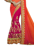 Designer Wedding Pink Georgette Party Wear Zari Embroidery,Stone,Sequins,Beads,Border Saree