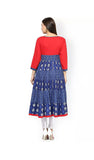 Cotton Kurtis Blue & Red Color Printed Anarkali Kurtis For Girl A010