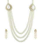 Pearls Jewellery White Multistrand Moti Rani Haar Necklace Set For Women