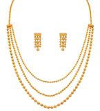 Gold Plated Multi Strands Round Gold Bead Necklace With Earrings Set Jewellery For Less One Gram 