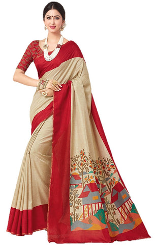 Cotton Sarees With Attached Embroidery Border Blouse Piece For Women | Party Wear