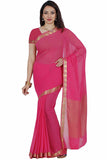 Pink Color Plain Chiffon Sarees With Lace Border Work S032