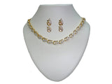 Sempre Of London Gold Crystal Diamonds With Gold & Rhodium Plated Cynthia Chain Necklace With Drop Earring Set For Women