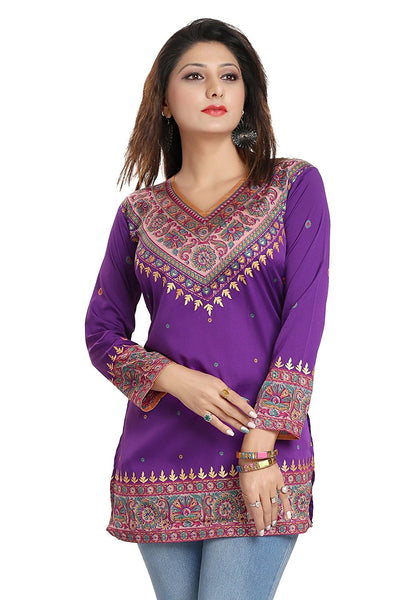 Online Short Kurtis Violet Color Digital Printed Short Kurtis K35