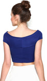 Latest Blue Bandage Bardot Crop Top For Girls Ladyindia94