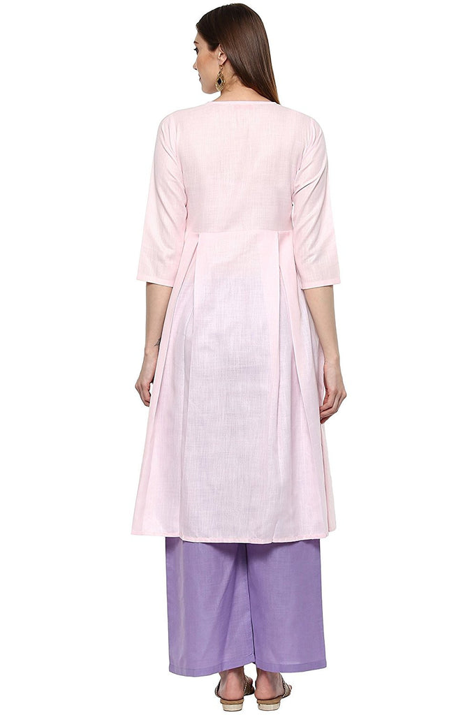 Light Pink Plain Cotton Anarkali Kurta For Women – Lady India
