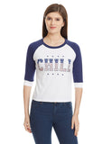 Blue & White Color Casual T-Shirts For Girls With Graphical Print Ladyindia19