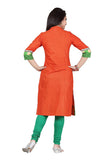 Long Cotton Kurtis Orange & Green Printed Cotton Kurti for Women