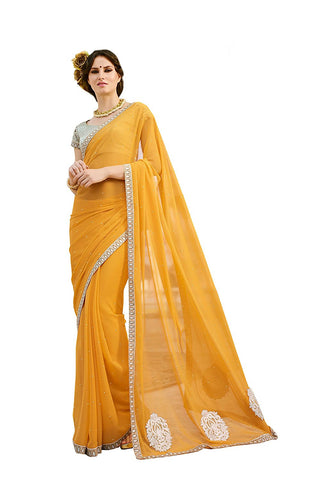 Designer Chiffon Sarees Party Wear Fancy Embroidered Chiffon Sarees