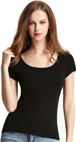 Online Girls s T-Shirt Black Color Plain Daily Wear T-Shirt For Girls Ladyindia28