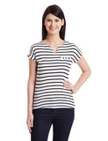 Black & White Striped Printed T-Shirts For Girls Ladyindia37