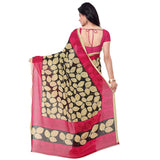 Pink Art Silk Sarees With Leaf Print Bhagalpuri Silk Sarees S017