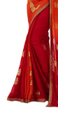 Georgette Scarlet Red & Orange Sarees Fancy Embroidered Georgette Sarees