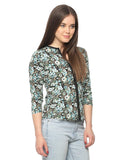 Dark Green Color Casual Tops Polycrepe Floral Print Top For Girls Ladyindia81